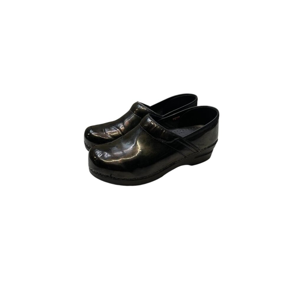 Sanita Womens Black Patent Leather Professional Clogs Size 38